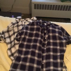 Two button down short sleeve flannels
